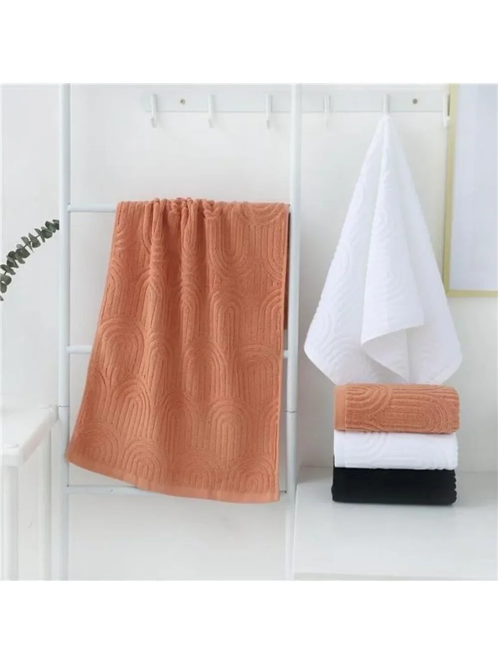 Cotton hand towel set 2 piece striped absorbent soft decorative bathroom kitchen